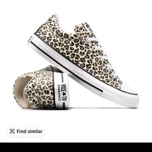 Converse Leopard Print Low Top Sneakers - Beige/Black/White New In Box 71/2